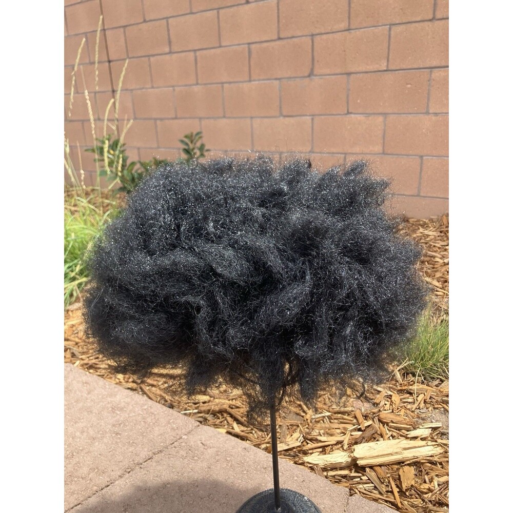 Adult Black Afro Wig Costume Disco 70’s Halloween Curly Expandable Stretch Cap